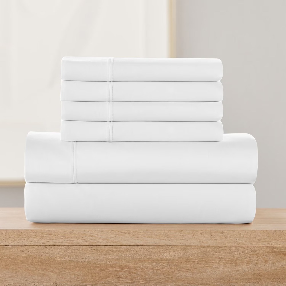 Member's Mark 500 Thread-Count Performance Sheet Set 6 Piece KING Arctic White